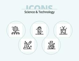 science et La technologie ligne icône pack 5 icône conception. la modélisation application. ordinateur graphique. intelligent laboratoire. tester tube. laboratoire ballon vecteur