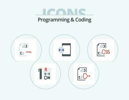 programmation et codage plat icône pack 5 icône conception. développer. application. développement. html. développement vecteur