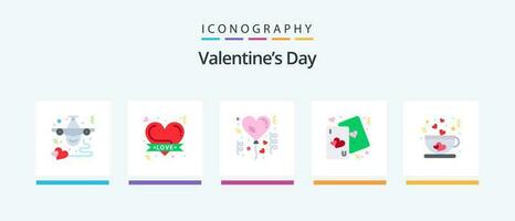 valentines journée plat 5 icône pack comprenant l'amour. cœurs. romantique cœur. cœur. fête. Créatif Icônes conception vecteur