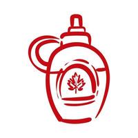 pot de bouteille avec style de dessin à la main canadienne de feuille d'érable vecteur
