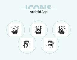 Android app ligne icône pack 5 icône conception. mobile. calendrier. utilisateur. application. téléphone enregistreur vecteur