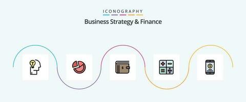 affaires stratégie et la finance ligne rempli plat 5 icône pack comprenant mathématiques. calculer. entreprise. paiement. dollar vecteur