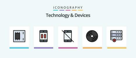 dispositifs ligne rempli 5 icône pack comprenant des produits. électronique. systèmes. dispositifs. des produits. Créatif Icônes conception vecteur