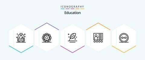 éducation 25 ligne icône pack comprenant présentation. conférence. la physique. tableau noir. penne vecteur
