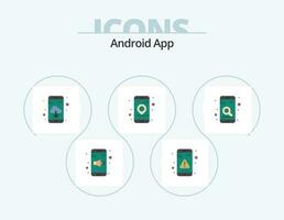 Android app plat icône pack 5 icône conception. mobile. la navigation. message. emplacement. app vecteur