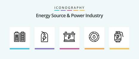 énergie la source et Puissance industrie ligne 5 icône pack comprenant la nature. l'eau. lumière ampoule. énergie. laboratoire. Créatif Icônes conception vecteur