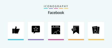 Facebook glyphe 5 icône pack comprenant carte. texte. image. signe. marquer. Créatif Icônes conception vecteur