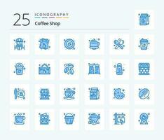 café magasin 25 bleu Couleur icône pack comprenant Expresso. café. menu. plaque. café vecteur