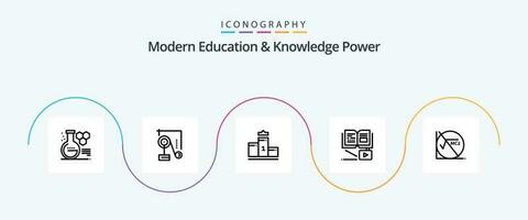 moderne éducation et connaissance Puissance ligne 5 icône pack comprenant formule . éducation. piédestal. croissance connaissance. croissance vecteur