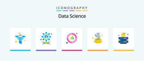 Les données science plat 5 icône pack comprenant portail. conversion. utilisateur. code. stratégie. Créatif Icônes conception vecteur