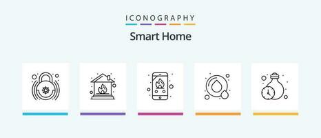 intelligent Accueil ligne 5 icône pack comprenant minuteries. éclairage. maison. maison. Téléphone. Créatif Icônes conception vecteur