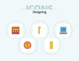 conception plat icône pack 5 icône conception. . ordinateur. graphique conception. portable. crayon vecteur