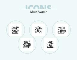 Masculin avatar ligne icône pack 5 icône conception. jeu. le rugby joueur. service. joker. cirque vecteur