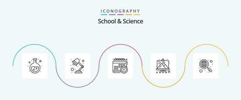 école et science ligne 5 icône pack comprenant mondial. peinture. calendrier. paysage. planche vecteur