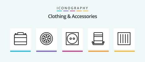 Vêtements et accessoires ligne 5 icône pack comprenant accessoires. escalader. se soucier. bagage. blanchisserie. Créatif Icônes conception vecteur