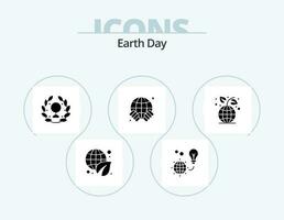 Terre journée glyphe icône pack 5 icône conception. Terre journée. monde. Terre. globe. feuille vecteur
