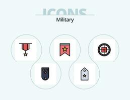 militaire ligne rempli icône pack 5 icône conception. badge. trois. étoile. rang. insigne vecteur