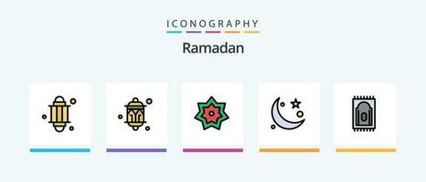 Ramadan ligne rempli 5 icône pack comprenant se soucier . Ramadan. musulman . lumière . Islam. Créatif Icônes conception vecteur