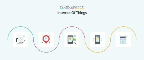 l'Internet de des choses plat 5 icône pack comprenant l'Internet de choses. Connexions. signal. Wifi. l'Internet de des choses vecteur