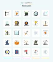 Créatif Halloween 25 plat icône pack tel comme lune. Halloween. chaudron. ver. pourri vecteur