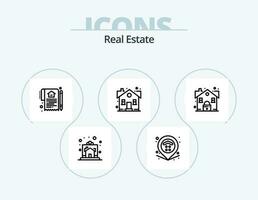 réel biens ligne icône pack 5 icône conception. domaine. propriété. maison. clés. autorité vecteur