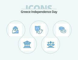Grèce indépendance journée bleu icône pack 5 icône conception. zodiaque . astrologie. grec. théâtre. masques vecteur