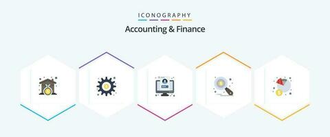 comptabilité et la finance 25 plat icône pack comprenant impôt surveillance. audit. options. recherche. écran vecteur