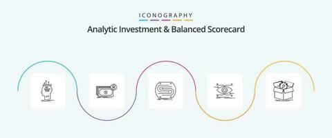 analytique investissement et équilibré fiche d'évaluation ligne 5 icône pack comprenant se concentrer. attention. couler. terrain. convergence vecteur