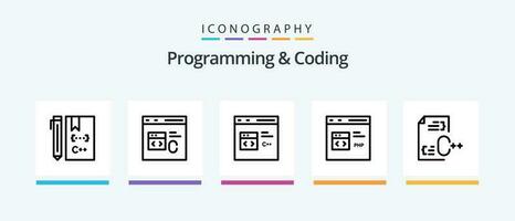 programmation et codage ligne 5 icône pack comprenant codage. c. déposer. déposer. développer. Créatif Icônes conception vecteur