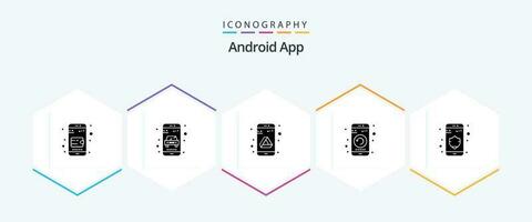 Android app 25 glyphe icône pack comprenant confidentialité. redémarrage. conduire. téléphone. gadget vecteur