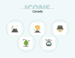 Canada plat icône pack 5 icône conception. homme. agriculteur. paysage. Canada. tasse vecteur