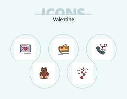 Valentin ligne rempli icône pack 5 icône conception. l'amour. l'amour. stylo. journée. Valentin vecteur