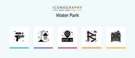 l'eau parc glyphe 5 icône pack comprenant . jardin. l'eau. parc. parc. Créatif Icônes conception vecteur