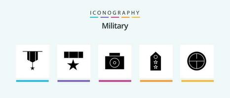 militaire glyphe 5 icône pack comprenant armée. étiqueter. militaire. étoile. militaire. Créatif Icônes conception vecteur