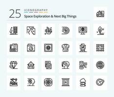 espace exploration et suivant gros des choses 25 ligne icône pack comprenant perturbateur. circulation. interaction. abstrait. numérique vecteur