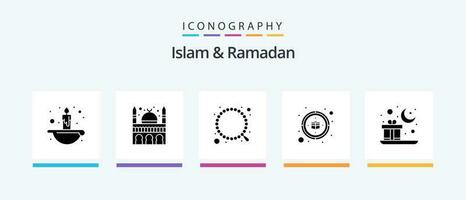 Islam et Ramadan glyphe 5 icône pack comprenant religion. cadeau. prière. Islam. kaaba. Créatif Icônes conception vecteur