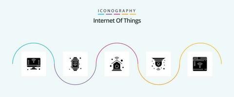 l'Internet de des choses glyphe 5 icône pack comprenant routeur. l'Internet. Accueil réseau. dispositif intelligent. circuit vecteur