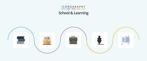 école et apprentissage plat 5 icône pack comprenant . éducation. éducation. lire. école vecteur