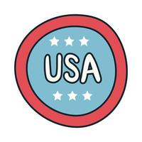 timbre avec la ligne de la fête de l'indépendance des États-Unis et le style de remplissage vecteur
