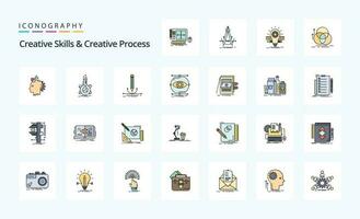 25 Créatif compétences et Créatif processus ligne rempli style icône pack vecteur