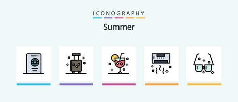 été ligne rempli 5 icône pack comprenant cool. air. jus. crème solaire. été. Créatif Icônes conception vecteur