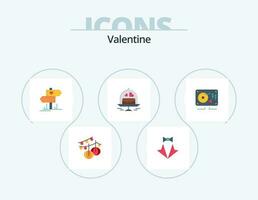 Valentin plat icône pack 5 icône conception. l'amour. valentines. arc. Valentin. attacher vecteur