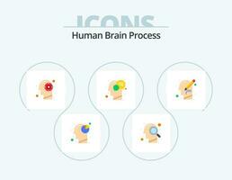 Humain cerveau processus plat icône pack 5 icône conception. parler. Humain. but. diriger. Succès vecteur