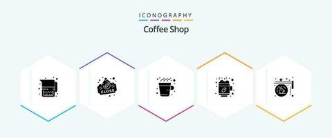 café magasin 25 glyphe icône pack comprenant café. Coupe. café. café. chaud vecteur
