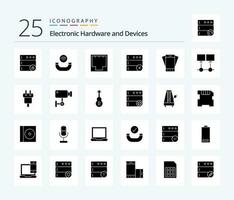 dispositifs 25 solide glyphe icône pack comprenant téléphone intelligent. mobile. l'Internet. appareil. supprimer vecteur