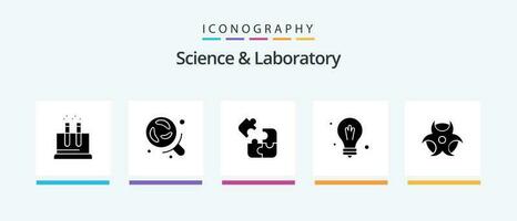 science glyphe 5 icône pack comprenant science. éducation. scie sauteuse. science. ampoule. Créatif Icônes conception vecteur