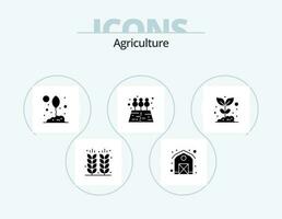 agriculture glyphe icône pack 5 icône conception. agriculture. arbre. agriculture. jardin. la nature vecteur