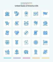 Créatif Etats-Unis 25 bleu icône pack tel comme Américain. Etats-Unis. Américain. uni. carte vecteur