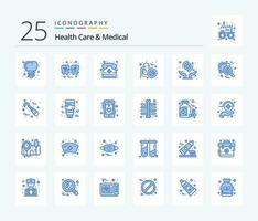 santé se soucier et médical 25 bleu Couleur icône pack comprenant santé. urologie. appel. uretères. poumons maladie vecteur