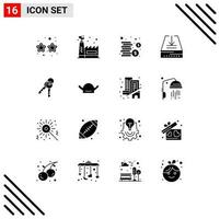 16 Créatif Icônes moderne panneaux et symboles de pièce clés pièces de monnaie clé boîte de réception modifiable vecteur conception éléments